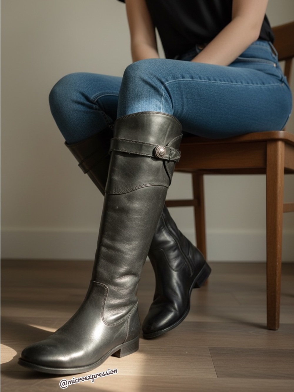 $438 Frye Molly Button Black Leather Equestrian Tall Knee High Zip Up WinterBoot - Picture 4 of 13